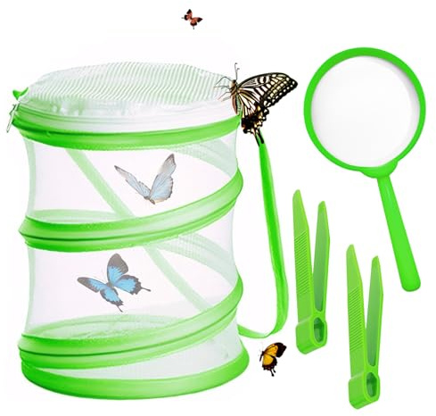 Forscherset für Kinder, 4-Pack insektenfänger Kinder Explorer Toy Outdoor entdecker Set für Kinder einschließlich Insektenkäfig, Pinzette, Lupe