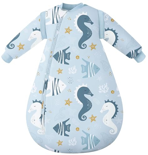 Yoofoss Baby sovsäck 3,5 TOG – 18-24 månader vinter sovsäck baby med avtagbara långa ärmar 100 % ekologisk bomull sovsäck nyfödd spädbarn småbarn