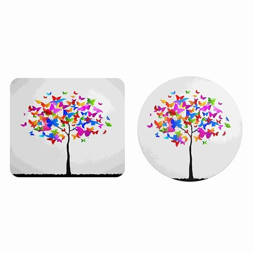 EHOMERY Mauspad XXL Gaming Maus Als Pad Schmetterling Mauspad Schreibtischunterlage Mousepad Neon Für Die Schreibtischdekoration - 2 Pack [20x24 cm and Dia 20 cm]