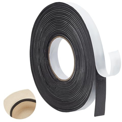 FINGERINSPIRE Rollo de 10m de Cinta para Sombreros Negro Reductor de Talla Relleno de Espuma de 2cm de Ancho Cinta Autoadhesiva para Gorras Fedora Gorra de Béisbol Pana Cowboy Western