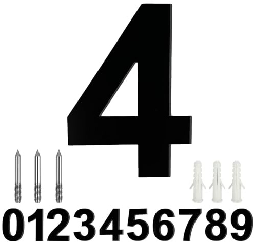 LUCKNIGHT House Numbers, Large Metal House Numbers, Floating Door Number, Made of Solid Stainless Steel, Flush Mount, for Outside Address Number Sign, 8 Inch (20.3 cm), Door Number 4