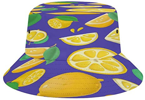 IQOPPEDR Chapeau cloche citron, casquette de pêcheur d'été pour homme et femme, chapeau de plage pliable unisexe pour les vacances, les voyages en plein air, citron, Taille unique