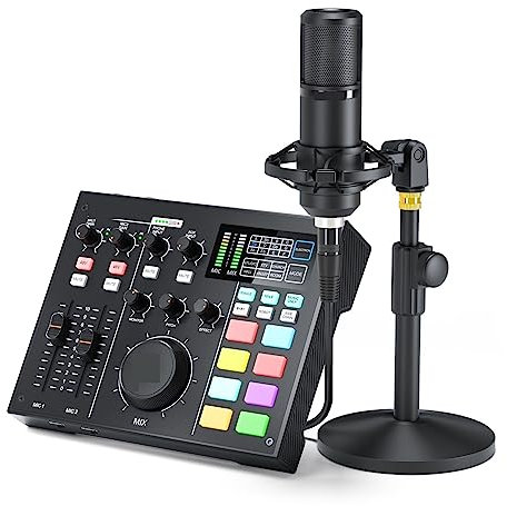 Micro de studio AM100 K1 Kit tout en un Kit professionnel de carte son de podcasting Interface de microphone à condensateur d'enregistrement en Studio Gardez votre voix claire
