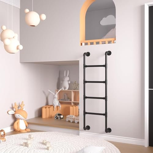 HUJIEAAA Scala Interna per Letto a Castello con 4-8 gradini per soppalco dormitorio, Scala per Letto a Castello in Metallo da 39/49/51/55/59/65 montata a Parete, Scala di Uscita per f