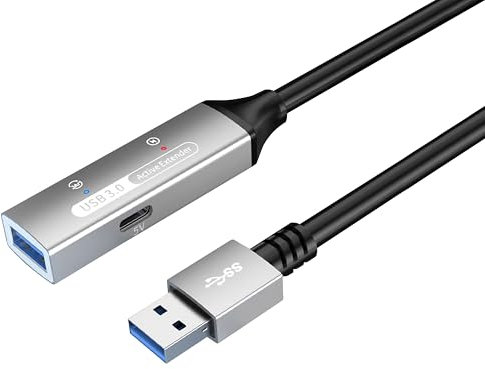 PremiumCord Cavo Prolunga USB Attivo con Ripetitore 20m, USB A Femmina a Maschio, USB 3.2 Gen 1 Super Speed 5 Gbit/s, 2x Schermato, AWG20/28, Involucro in Alluminio, Colore Nero, Lunghezza 20m