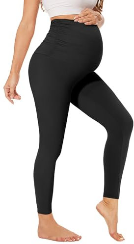 QGGQDD Legging de grossesse pour femme, taille haute, opaque, grossesse, pour femme enceinte, yoga, sport, Noir , L