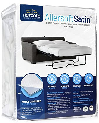 Allersoft| Queen Sleeper Sofa Mattress Cover with Secure Locking Zipper. Creates a Natural Seal On All Sides of Your Pull-Out Sofa Mattress from Liquids, Dust, Pet Dander, Pollen-60x80-Fits 4-7 Deep