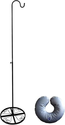 Dnoifne Gancio da pastore regolabile da 125 a 160 cm con sacca d'acqua, gancio per piante in ferro resistente, per campane a vento, mangiatoie per uccelli e decorazioni da giardino, per interni ed
