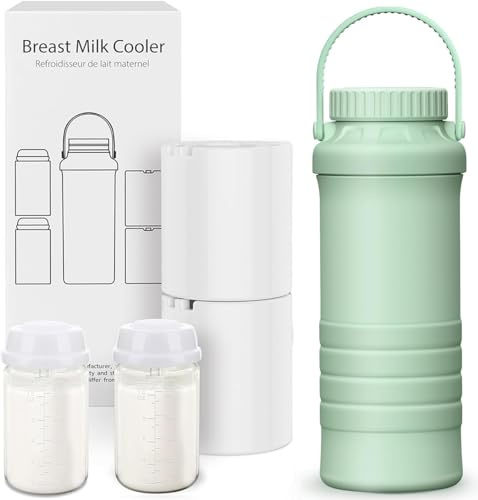 Glaciere Lait Maternel, Grande Capacité de 620ml Portable Glacière Lait Maternel, Adapté à L'extérieur et aux Voyages, Réfrigération à 360°, Fraîcheur 24Heures, Comprend Deux Biberons