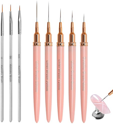8 Pièces Pinceau Fin Nail Art, Pinceau French Manucure, Pinceau Ongle pour dessiner des lignes DIY la Conception