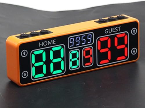 Gdfnmogo Marcador electrónico LED para baloncesto, fútbol, rugby con batería recargable y parte trasera magnética, 6 botones de goma + 4 botones táctiles, pantalla de puntuación 0-99 (naranja)