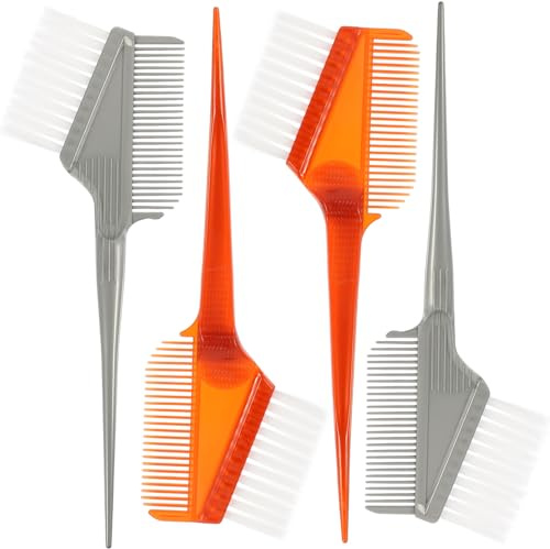 TOYZFRIENDY 4 Stück Teiliges Haarfärbepinsel mit Doppelseitigem Kamm und Borsten Rutschfestem Griff Professionell für Friseure und Heimgebrauch Langlebig und Leicht zu Handhaben für Präzises