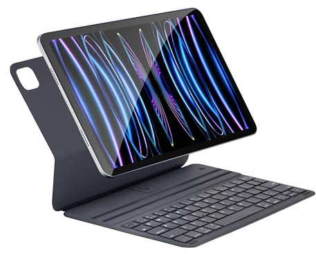 mobee Funda de teclado para iPad Air de 13 pulgadas (M3/M2, 2025/2024) y iPad Pro de 12.9 pulgadas (3ª, 4ª, 5ª, 6ª generación), teclado inteligente magnético Bluetooth ultra delgado con dos ángulos de