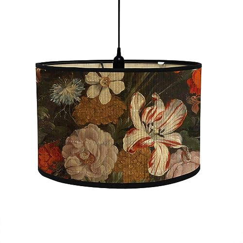 FEWDSCA Modern Round Drum Light Shade for Tablep & Floorps, Floral Patternpshades for Liviroom, Kitchen, Bedroom/Rhododendron