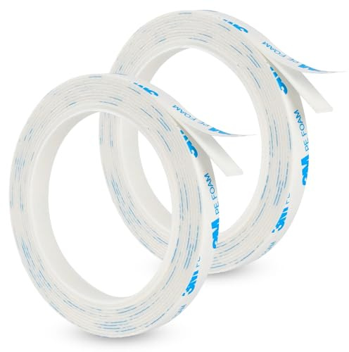 Leikedun Doppelseitiges Klebeband Extra Stark, 2 Rollen (10mm x 300cm) – Hochflexibles Schaumklebeband, Haftkraft Verstärkt für Wandmontage, Poster, Auto Inneneinrichtung & Außenbereich