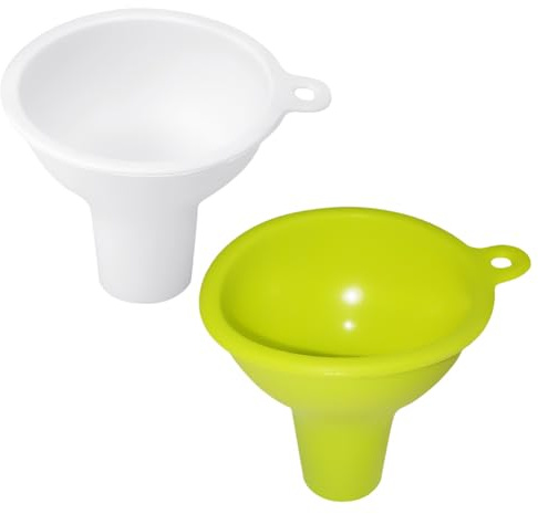BEAMARKER Embudo de Silicona de Boca Ancha de 4 Colores, Embudo para Líquidos de Cocina, Boca Regular, Blanco, Amarillo Y Verde, de Goma Suave, para Enlatar, Rellenar Botellas, Accesorios de Cocina