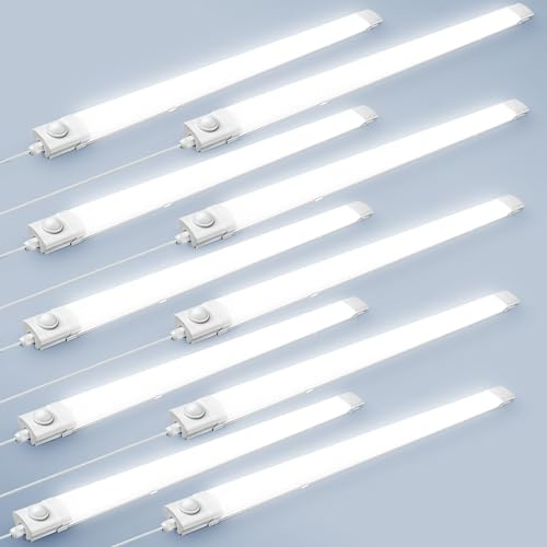 115cm 10 Stück LED Feuchtraumleuchte mit Bewegungsmelder, 6500K Kaltweiß Feuchtraumlampe,40W 4000LM LED Sensor Röhrelampe,IP65 Wasserdicht Kellerlampe,Leuchtstoffröhre für Garage Treppe Flur Balkon