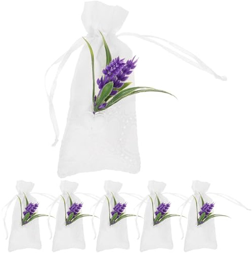 TOKIDNY 6 Sacchetti Profumati di Lavanda Coulisse 7x15cm Sacchetti Vuoti Decorativi in Cotone per Fiori Secchi e Accessori Armadio, Contenitori Portatili per Bustine Aromatiche e Regali
