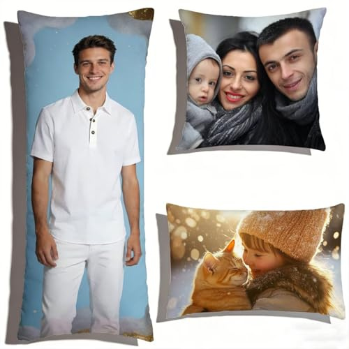 Coussin Personnalisé Photo 60x180,Oreiller Personnalisé,Double Face avec Propre Photo et Texte | Coussin Canape Double Face (2 Photos)，pour Enfants,Amis,Parents et Couples-Cadeau Personnalisé 0o-151