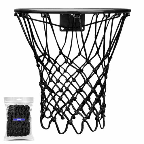 Generisch Basketballkorbnetz, Basketballnetz für den Außenbereich, Strapazierfähig Basketball Net Replacement, Professionelle On-Court-Qualität 195 g, Allwetter-Anti-Peitsche, 12 Schlaufen, Schwarzes