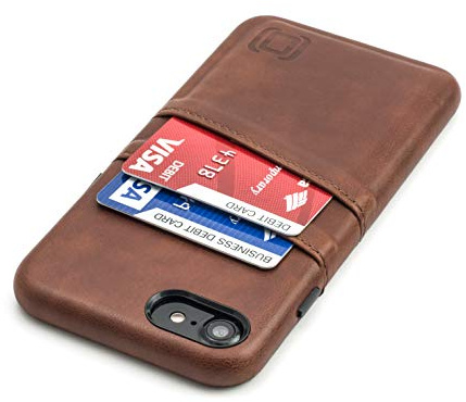 Dockem iPhone SE 3 (2022), SE 2 (2020), iPhone 8 & 7 Handyhülle mit Kartenfach: Wallet Handytasche mit Metallplatte für Magnet-Halterung [5.2 Exec M2, Braun]