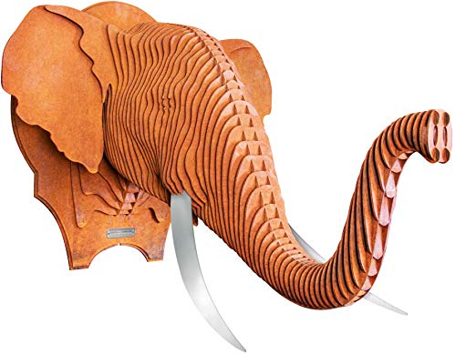 Rerum & Consilium Elefant Wanddeko in Edelrost-Optik I Made in Germany I 70 x 62 x 72 cm. I 51 kg Eigengewicht I Stahl | Elefantenkopf Deko in Rost Optik