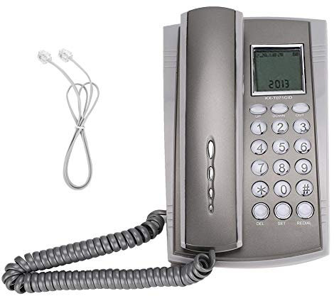 143 Telefono con Filo, Telefono a Doppio Uso montabile da Tavolo e da Parete, Telefoni per Anziani, Telefono per Non udenti, Call Center Silenzioso per l'home Office Hotel (Grigio)