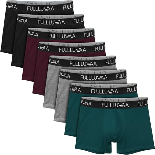 Fullluwaa Fitted Boxers Shorty (Lot de 8) Homme Coton sous-vêtement Trunk Caleçons ,XL,Multicolore