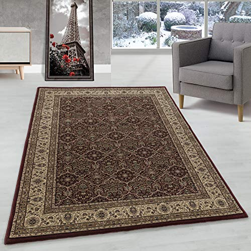 Orient Teppich Wohnzimmer Orientalisch Design Klassisch Optik Kurzflor Pflegeleicht, Farbe: Rot, Größe: 240 x 340 cm