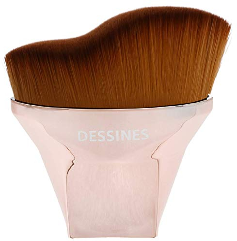 DESSINES Makeup Pinsel, Foundation, Kabuki, Profi Pinsel, Veganpinsel (Foundation Gold Curved [D])