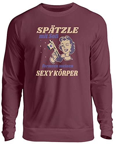 Spätzle avec sauce – Proverbes souabes – Cadeaux de souabe – Pull unisexe, bordeaux, S