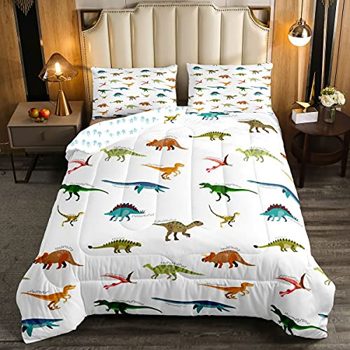 Set di biancheria da letto con dinosauro, con Trapunta e piumone colorato, motivo animali della giungla, per bambini e bambini, stile fauna selvatica, piumino 200x200cm reversibile