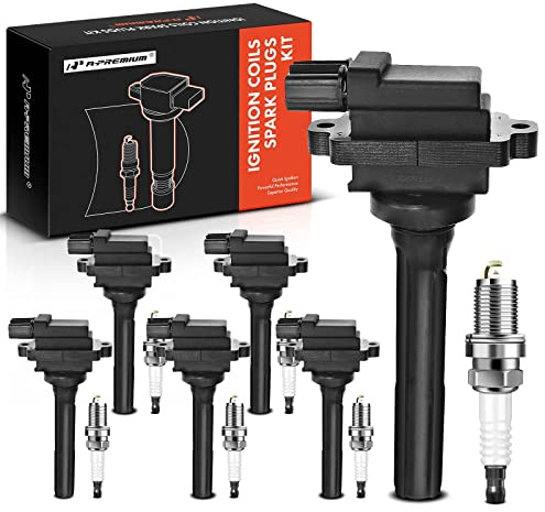 A-Premium Set of 6 Ignition Coil Pack and Iridium Spark Plugs Compatible with Chevrolet 2001-2004, Tracker & Suzuki Grand Vitara XL-7 Vitara