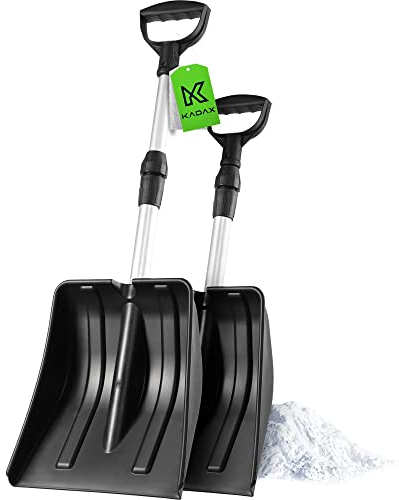 KADAX Pelle à Neige de Voiture Pliable en Aluminium Avec Manche Télescopique et Pelle en Plastique (Noir)