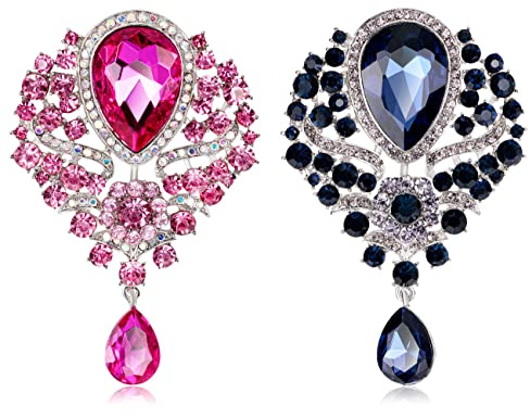 CAREOR 2 Stück Elegante Brosche Anstecknadel Anstecknadel Kunstkristall Strass Kragen Sicherheitsgravur Metall Anstecknadel Schmuck für Frauen Mädchen Kleidung Accessoires