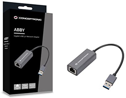Conceptronic ABBY08G - Adaptador de red Gigabit USB 3.0, Wake-on-LAN compatible con Nintendo Switch