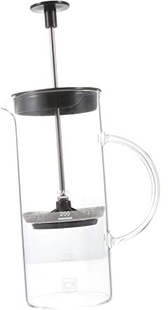 BESTonZON Glass Coffee Milk Bubbler Pot 480ml Manual Coffeepot Black Lid Home Coffee Press Scale for Frothing Latte Cappuccino