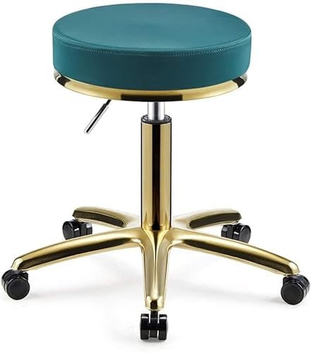 SOVORM Rollhocker Hocker auf Rädern Rollhocker höhenverstellbare Hocker kreative Hocker goldene Edelstahlhocker 360° drehbare Hocker runde Hocker (Grün) The New