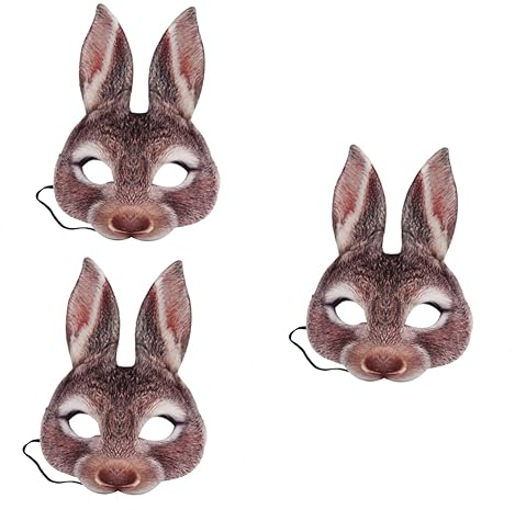 Toyvian 3st Cosplay-outfits Maskerade-maske Osterhasen-masken Hasenohrmasken Maskerade-kaninchen Hasenmaskenkostüm Karneval Gesichtsmaske Hasen-gesichtsmaske Kleidung Halloween 3d