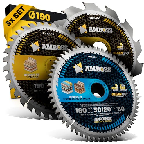 Amboss Werkzeuge® Cirkelsågklinga för handcirkelsågar, Ø 190 x 30 mm, set lämplig för Bosch GKS 190, Bosch PKS 66 A, Makita 5705R och Metabo KS66