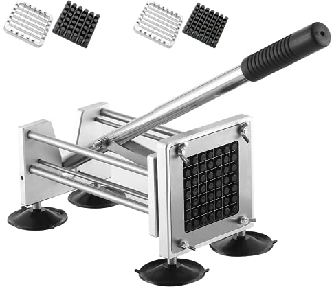 Chip Cutter Machine, Canirologas Professional Potato Chipper Stainless Steel French Fry Cutter with 1/2 inch Blade & 3/8 inch Blade for Potato Carrot Cucumber Vegatable