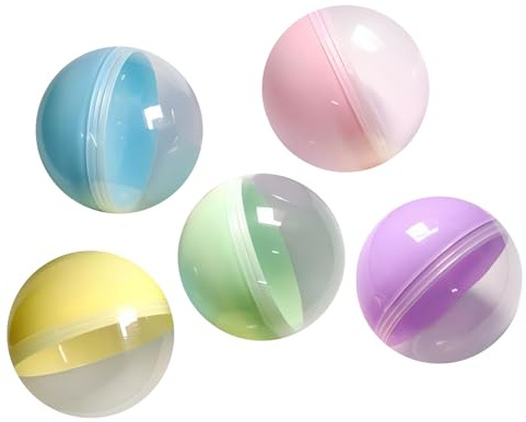 50 Stück Kleine Runde Kapseln, Leere Klare Farbige Kapseln Verdrehte Runde Bälle Automaten Kaugummiautomaten Kapseln Preis Container Füllbar Überraschung Ball für Party Favorit Preis (Macaron A)