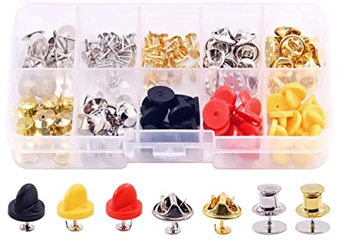 150 Stück/Box Kupplung Krawattennadeln Sortiment Set Keeper Lock für Schmetterling Pin Gummi Pin Rückseite für Brosche Manschettenknöpfe Gummi Pin Verschlüsse sortiert für Anstecknadeln