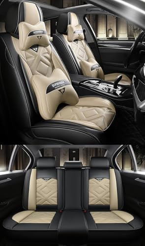 NOBQUA Coprisedili Auto in Pelle - Fodere Sedili Auto di Lusso Universali - Copri Sedili Impermeabili e Eleganti per Tutti i Veicoli
