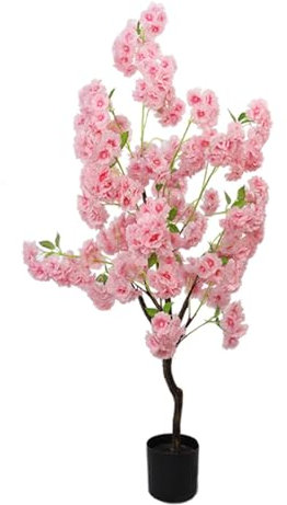 EXCLURA Kunstbaum Rosa Kirschblütenbaum, Künstlicher Baum, Künstlicher Baum, Realistische Rosa Kirschblüten, Künstliche Bäume für Schlafzimmer/Büro/Schreibtisch(120cm(47 1/4))