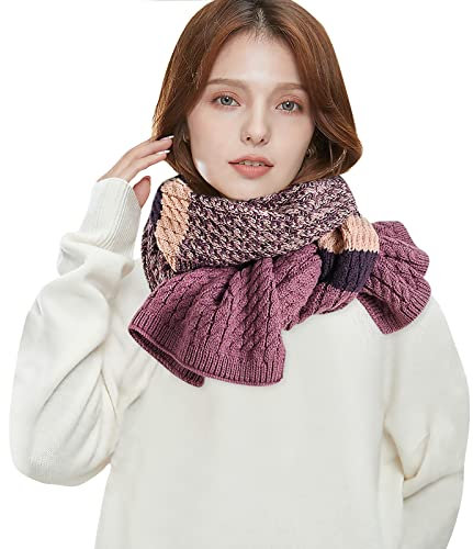 TQVLNMCR Warmer Winterschal for Herren und Damen, Zopfmuster-Strickschal, bunt, warm, weich, klobig, modischer Schal for kaltes Wetter