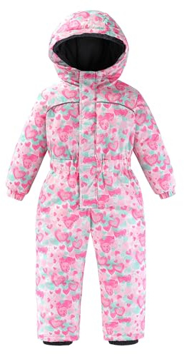 Hiheart Girls One Piece Snowsuit Waterproof Ski Snowboard Coverall Mint Heart 4T