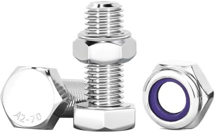 Drenky Bulloni E Dadi Autobloccanti M8 X 16 mm Viti in Acciaio Inox M8 Esagonale Bulloni E Dadi Set Acciaio Inox A2 V2A Set Di Viti Esagonali Per Macchinari, Mobili, Biciclette, Stampa 3D, 10 Pezzi