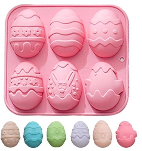 Stampo per uova di Pasqua stampo per cioccolato per uova di Pasqua | Vassoio per stampi in silicone a forma di uova, fai da te, artigianato artistico, stampo a forma di a 6 cavità, per ghiaccio,