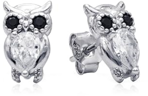 Evensee Eule Ohrringe 925 Silber Hypoallergen,Schmuck mit Edelsteinaugen & Kristall Ohrstecker,Elegante Geschenke für Frauen Modeschmuck